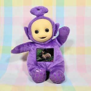 Teletubbies Tinky Winky purple plush rubber face doll tv chest retro character